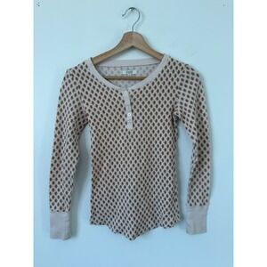 Shade Women's Printed Long Sleeve Henley Top – Quarter Button – XS
